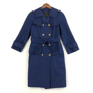 London Fog Maincoats VTG Women's 6P Blue Double Breasted Long Sleeve Trench Coat